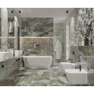 Плитка настенная Primavera Hypnose Malachite Decor 04 glossy глянцевая зеленая DG17-04 90х30 см