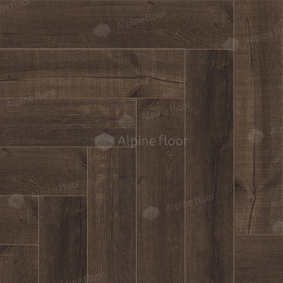 Каменный SPC ламинат Alpine Floor Parquet Light синхронное тиснение Дуб Альферац ЕСО 13-22 43 класс 4 мм 1.95 кв.м 60х12.5 см