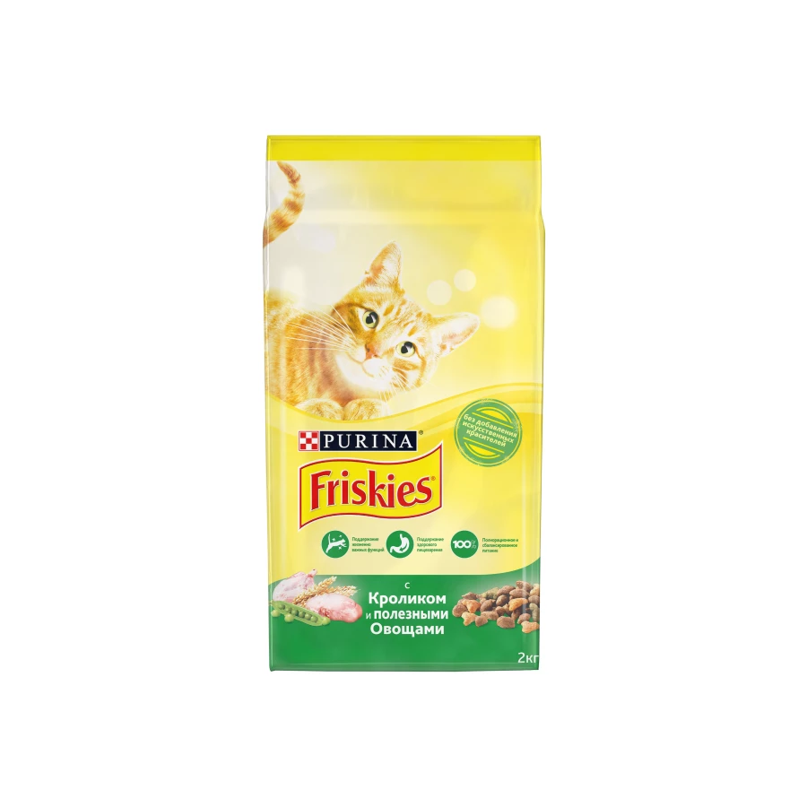 Сухой корм для взрослых кошек Friskies с кроликом и полезными овощами 2 кг