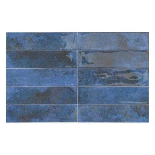 Плитка настенная Smile Tile Тропикана Бонди / Tropicana Bondi глянцевая синяя 78571858 30х7,5 см