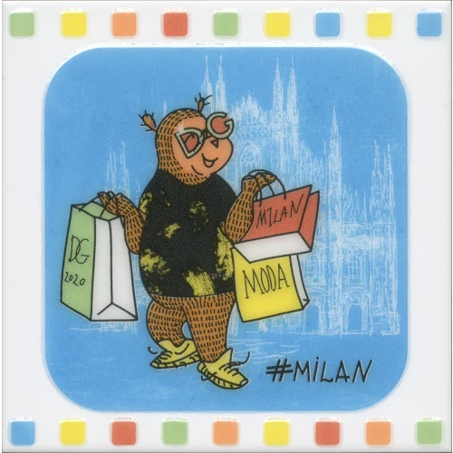 Плитка настенная Kerama Marazzi Большое путешествие Декор Milan глянцевый голубой NT/A267/5009 20x20 см