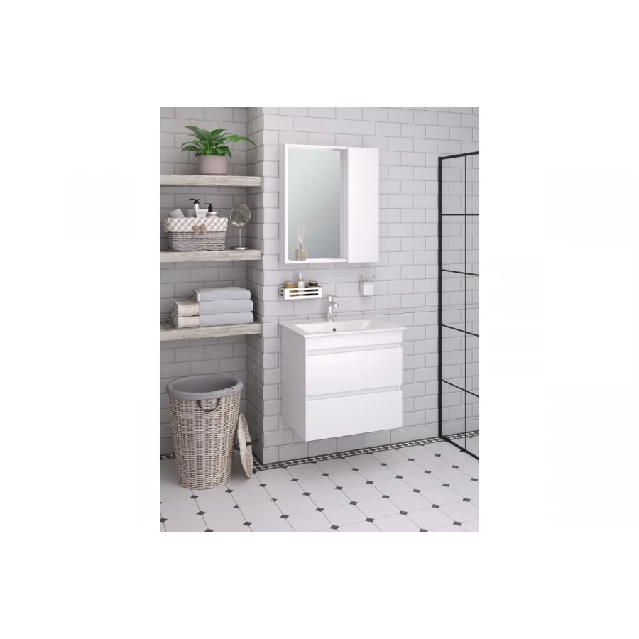 Тумба под раковину Runo Манхэттен 65 подвесная белая под умывальник Оскар 65 00-00001046