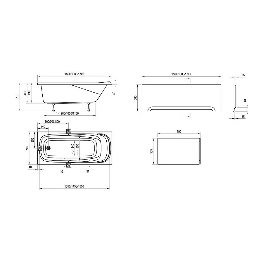 Ванна Ravak Vanda II CP21000000 170x70 см