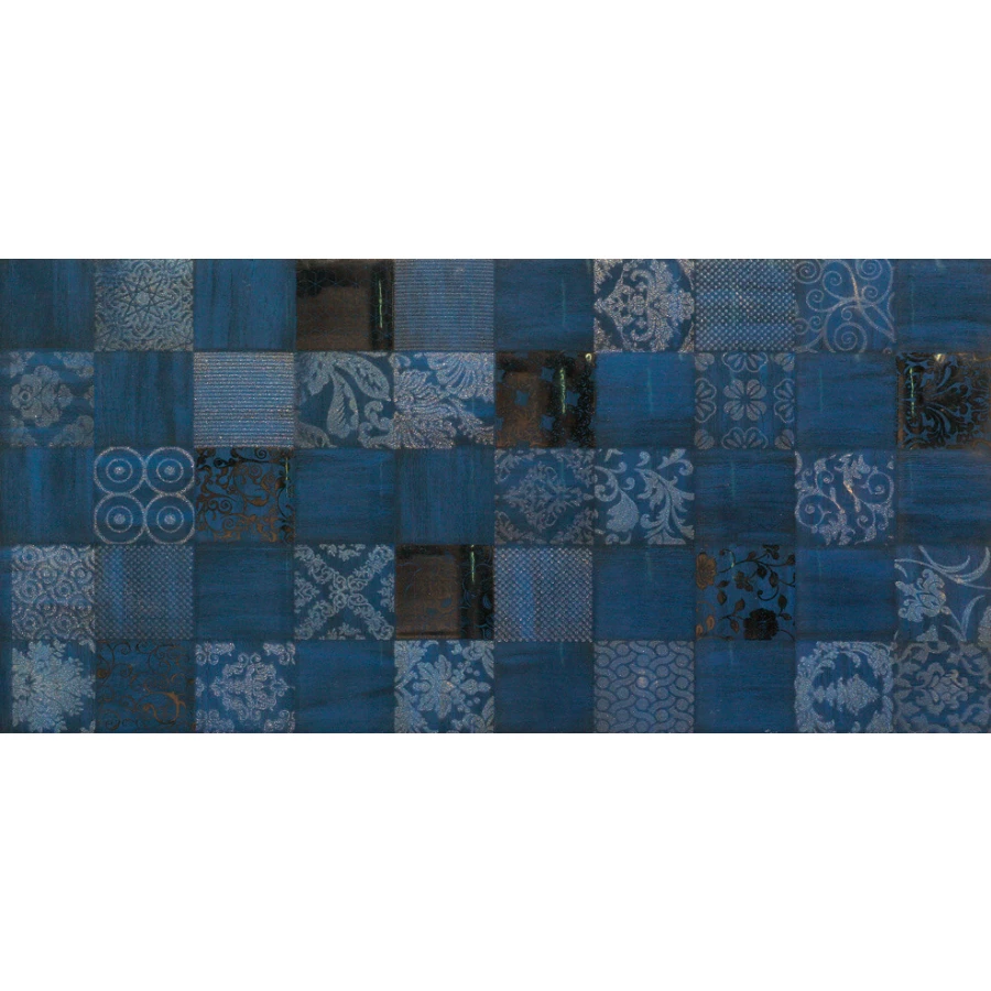 Плитка настенная Baldocer Cumula Luxor Azul Silver Decor Декор глянцевый синий 63,2х31,6 см