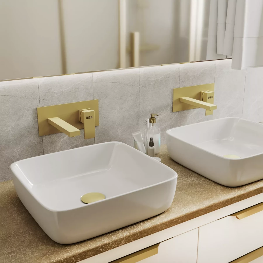 Смеситель для раковины D&K Bayern.Liszt встраиваемый настенный матовое золото DA1514407