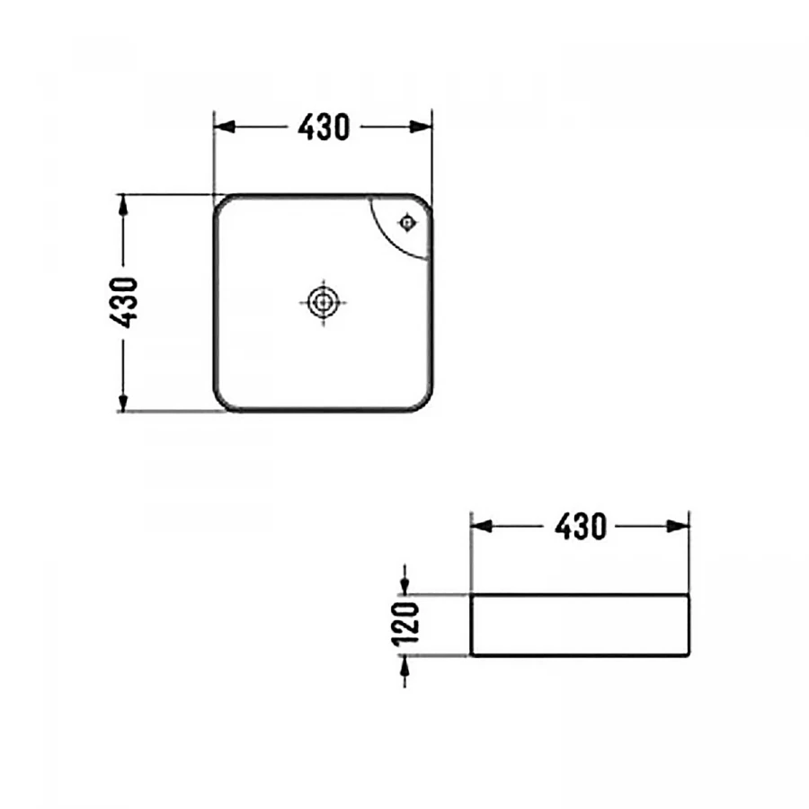 Раковина-чаша Azario накладная квадратная белый матовый AZ-2194 43х43х12 см