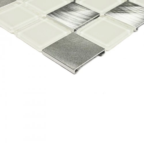 Мозаика Bonaparte Стеклянная мозаика Titan Silver 30х30 глянцевая серебряная 31,8х31,8 см