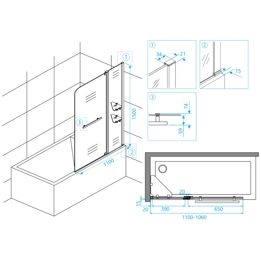 Шторка на ванну RGW SC-04 03110411-11 прозрачное