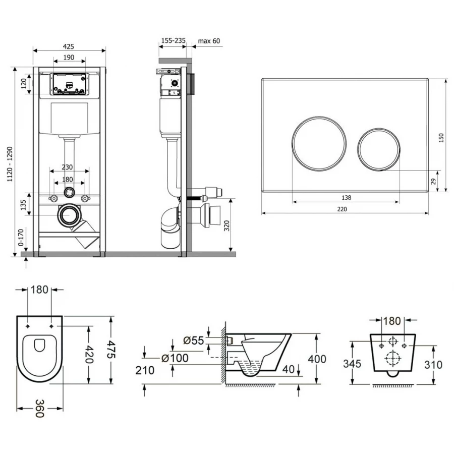 Унитаз Lavinia Boho Relfix Biore Compacto Rimless 75110632 (комплект 10 в 1 )