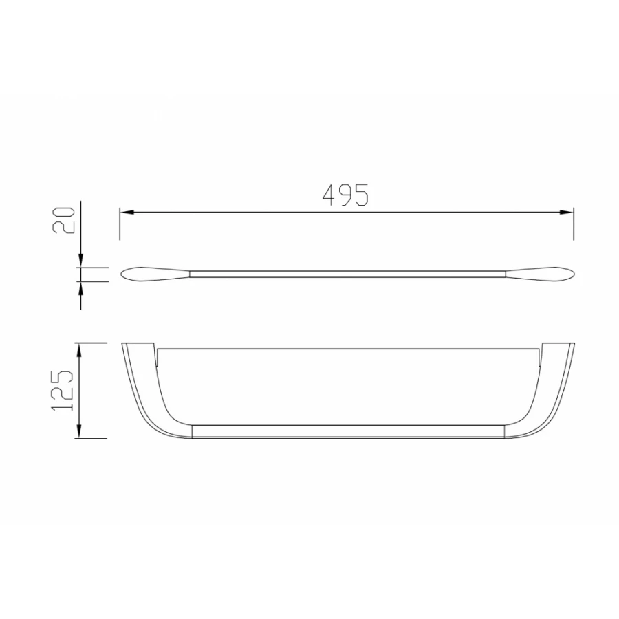 Полка стеклянная Abber Nord черная матовая AA1555B 49,5х12,5 см