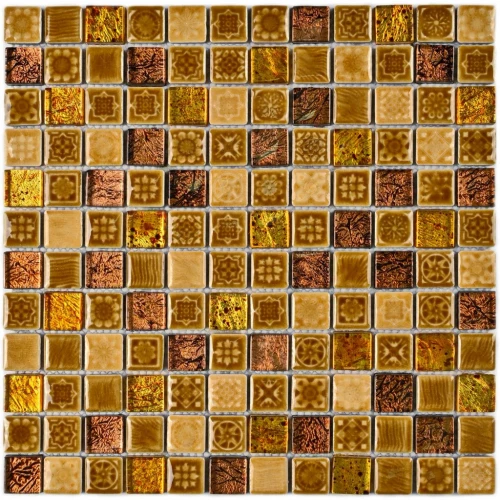 Мозаика Bonaparte Керамическая мозаика Morocco Gold 23х23 глянцевая коричневая 30х30 см