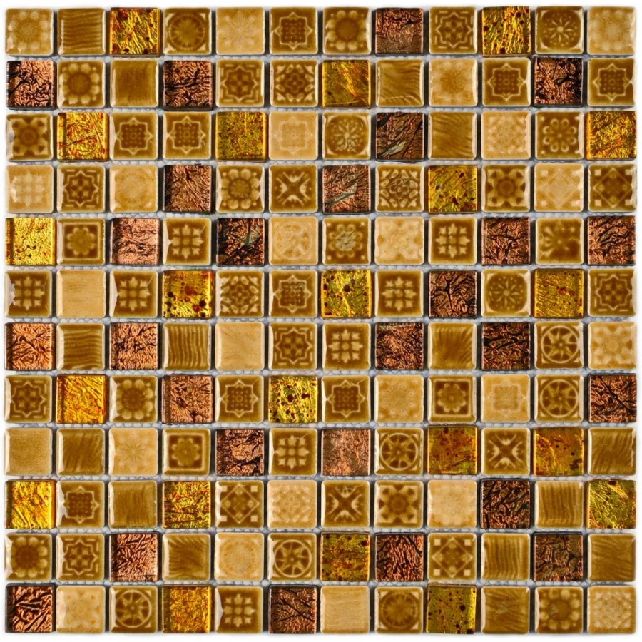 Мозаика Bonaparte Керамическая мозаика Morocco Gold 23х23 глянцевая коричневая 30х30 см
