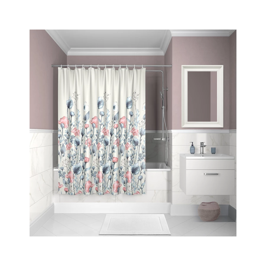 Штора для ванной комнаты Iddis Decor D11P218i11 белый, голубой 200*180 см