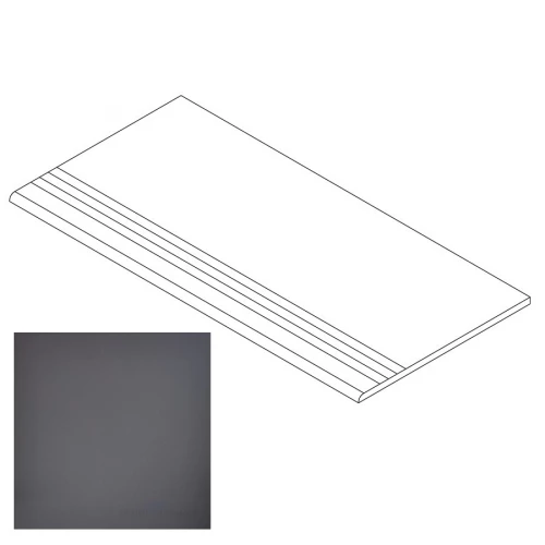 Ступень Грани Таганая Профи с насечками и завальцовкой черная матовая GT003M 120х29,5 см