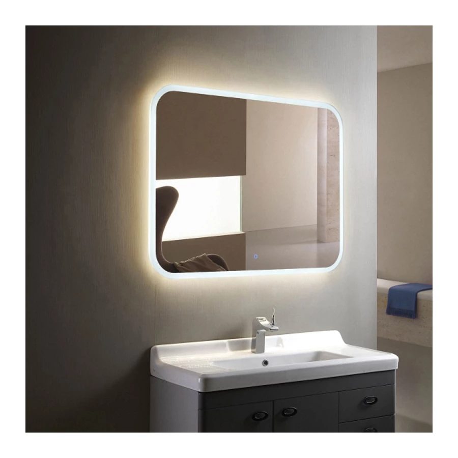 Зеркало Azario Стив-4 c подсветкой и диммером сенсорный выключатель часы ФР-00001395 100х80 см