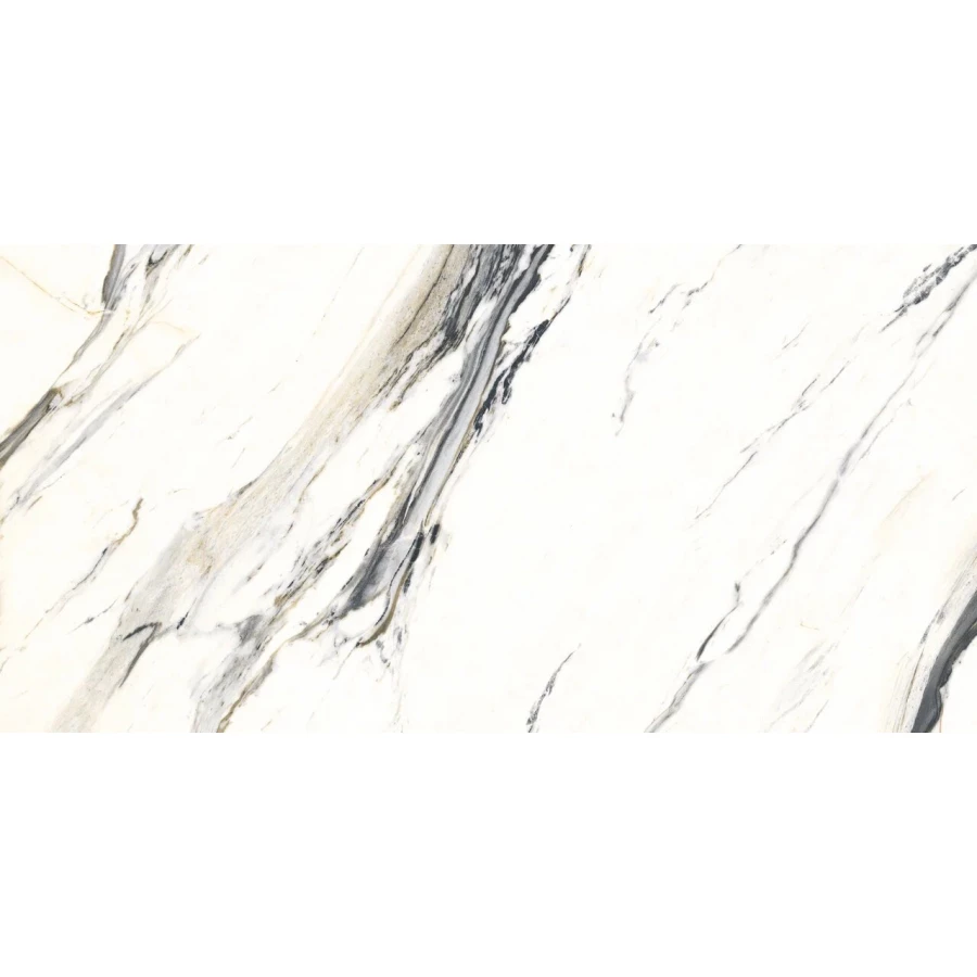 Керамогранит Planet Ceramics UKSL 2412 глянцевый с золотом белый 120х60 см