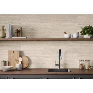 Керамогранит LCM Травертин Ворлд кремовый / Travertine World Crema матовый карвинг 60120TVW02M 120х60 см