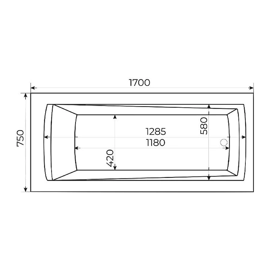 Акриловая ванна Creto Ares 1-1144 170x75 см