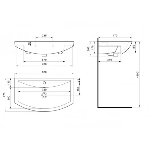 Умывальник Vigo Балтика 80 4620000148258