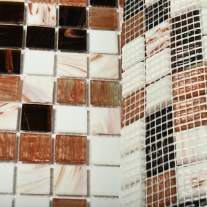 Мозаика Bonaparte Стеклянная мозаика Active 20х20 глянцевая бело-коричневая 32,7х32,7 см