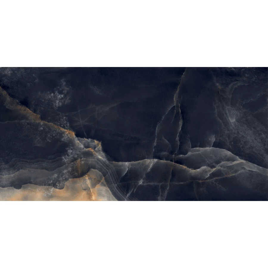 Керамогранит Laparet Interstellar Black глянцевый чёрный 160х80 см