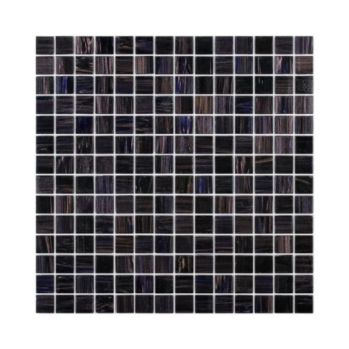 Стеклянная мозаика Rose Mosaic Gold Star сетка 2x2 глянцевая черная GA49 32,7x32,7 см