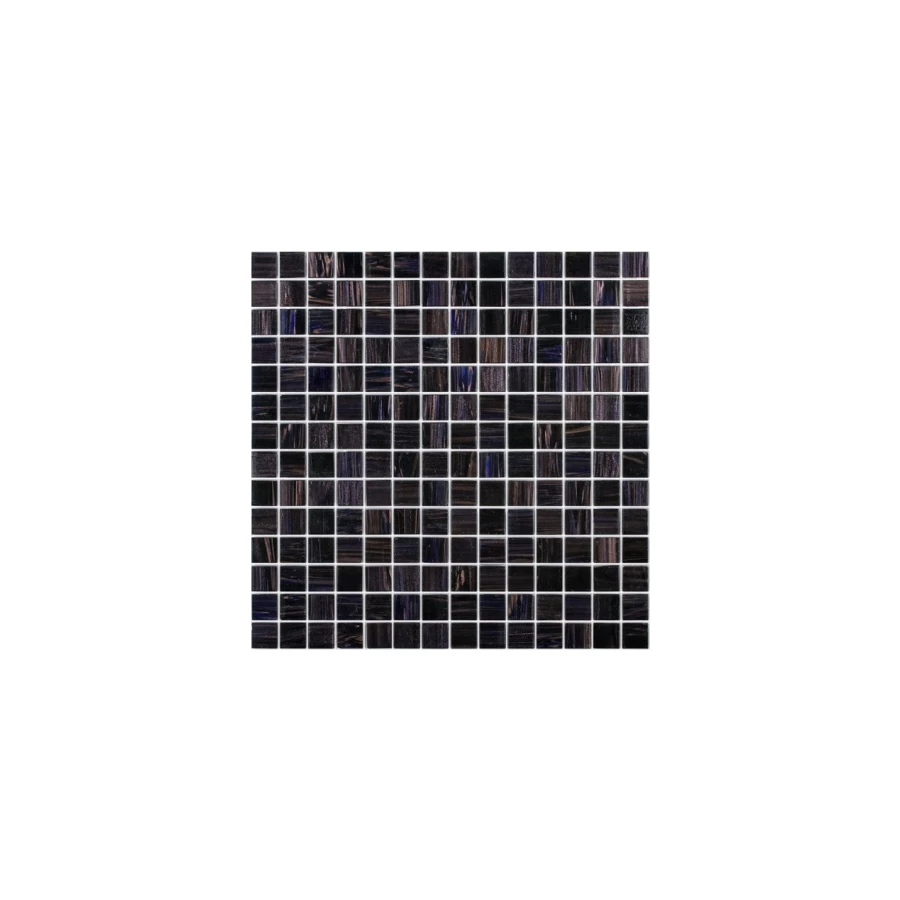 Стеклянная мозаика Rose Mosaic Gold Star сетка 2x2 глянцевая черная GA49 32,7x32,7 см