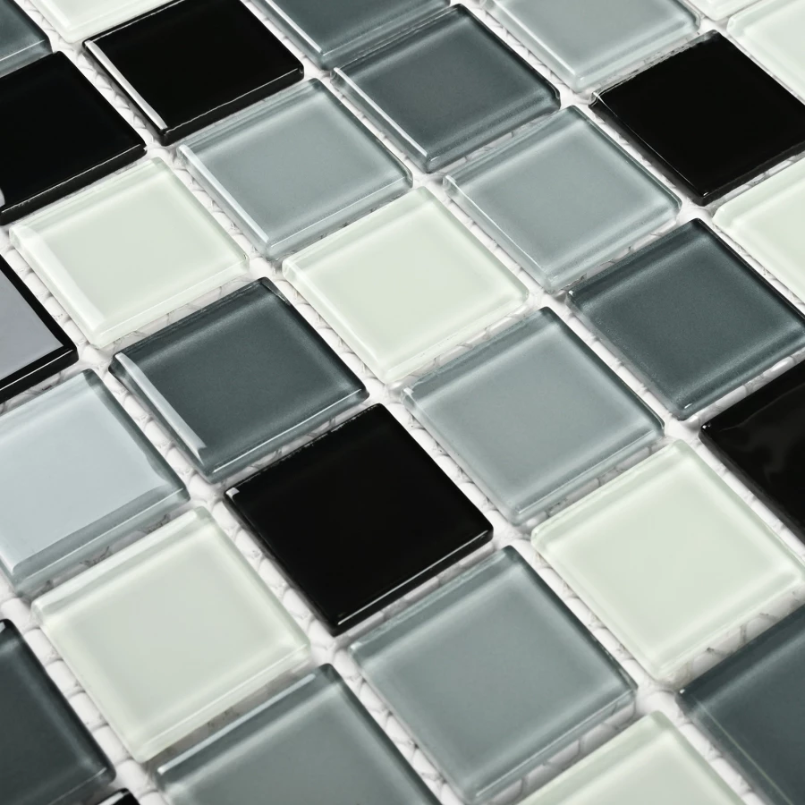 Мозаика Bonaparte Стеклянная мозаика Grand 25х25 глянцевая черно-белая 30х30 см