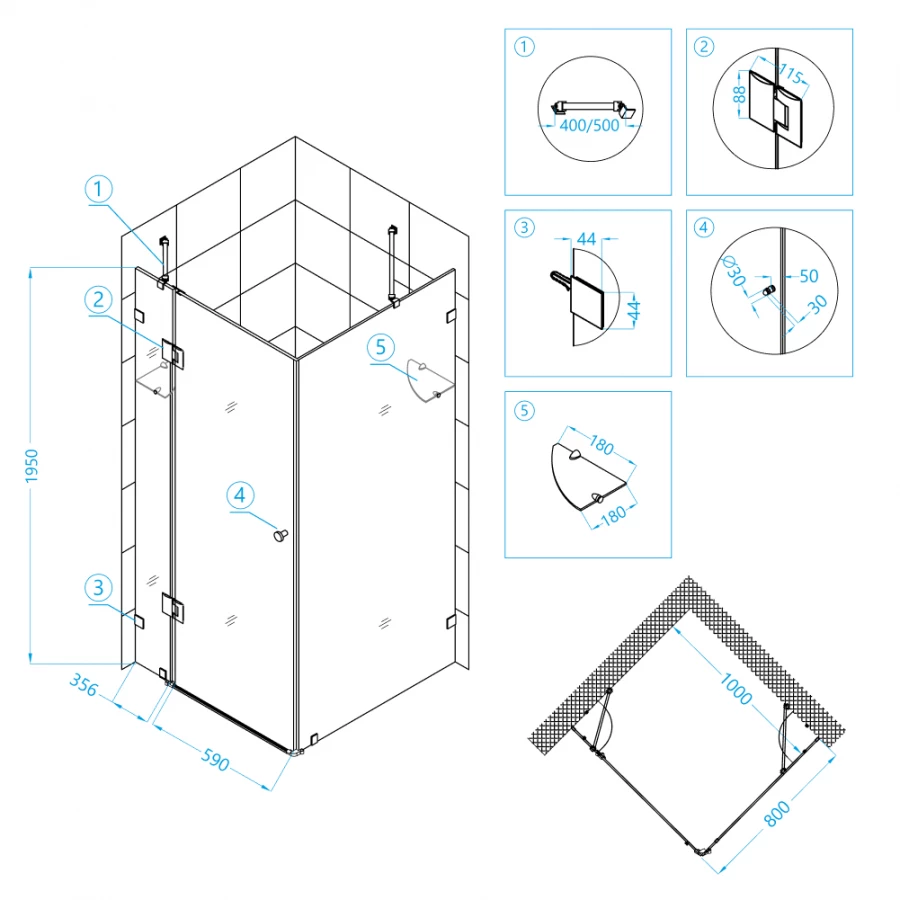 Душевой уголок RGW HO-44 Прозрачное 01064480-11 80х100 см