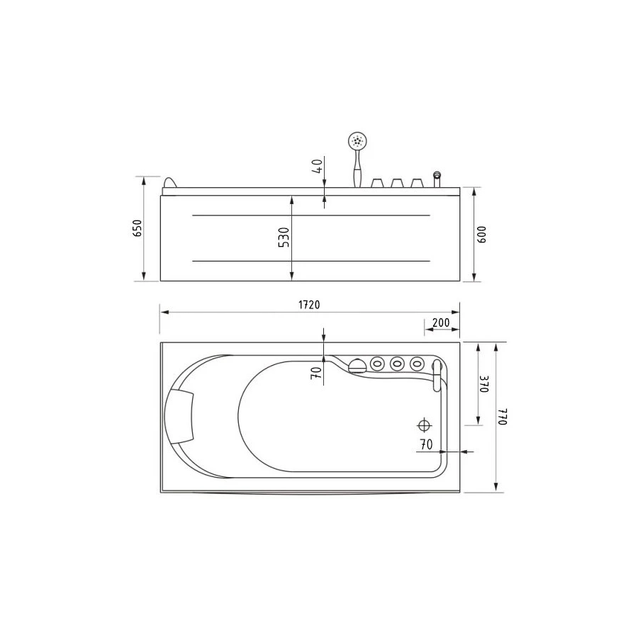 Акриловая ванна Gemy G9006-1.7 B R 172х77 см