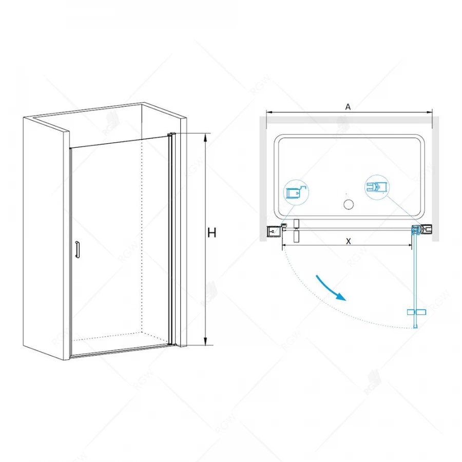 Душевая дверь RGW LE-03 Прозрачное 06120309-11 90х195 см