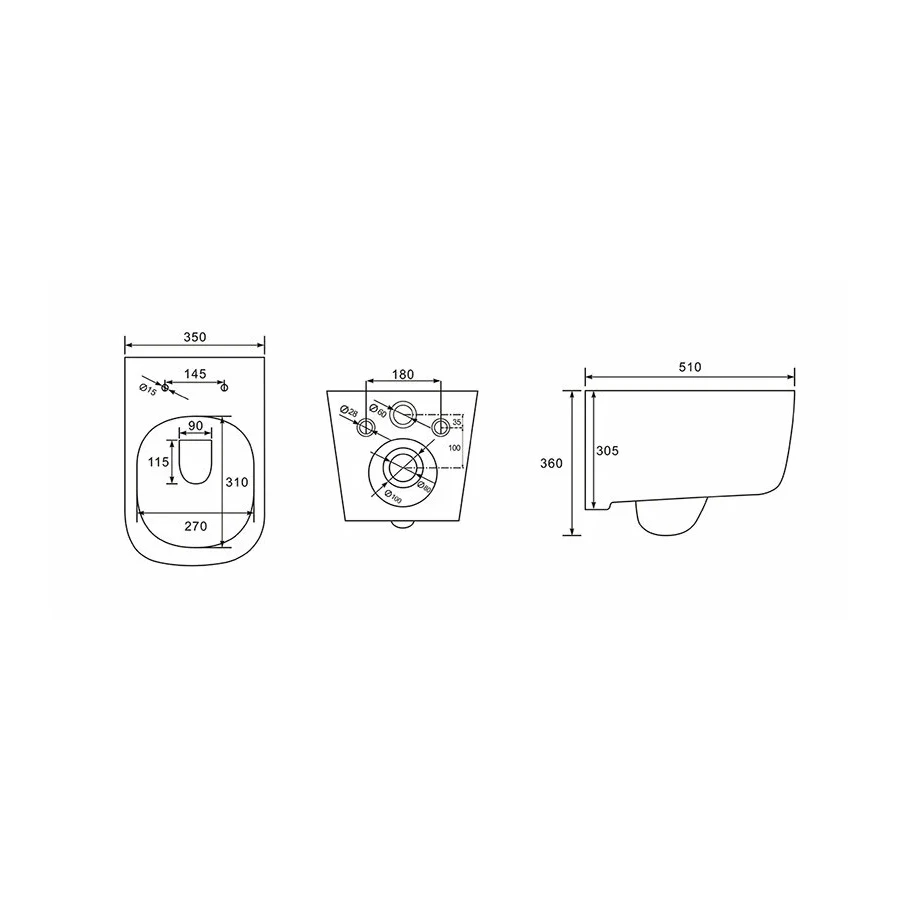 Унитаз Aquatek Лугано подвесной безободковый тонкое сиденье с механизмом плавного закрывания крепеж AQ2002-00 51x35x36 см