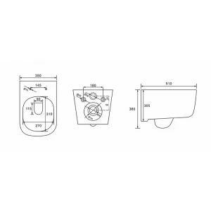 Унитаз Aquatek Лугано подвесной безободковый тонкое сиденье с механизмом плавного закрывания крепеж AQ2002-00 51x35x36 см
