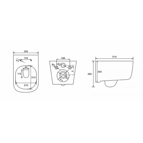 Унитаз Aquatek Лугано подвесной безободковый тонкое сиденье с механизмом плавного закрывания крепеж AQ2002-00 51x35x36 см