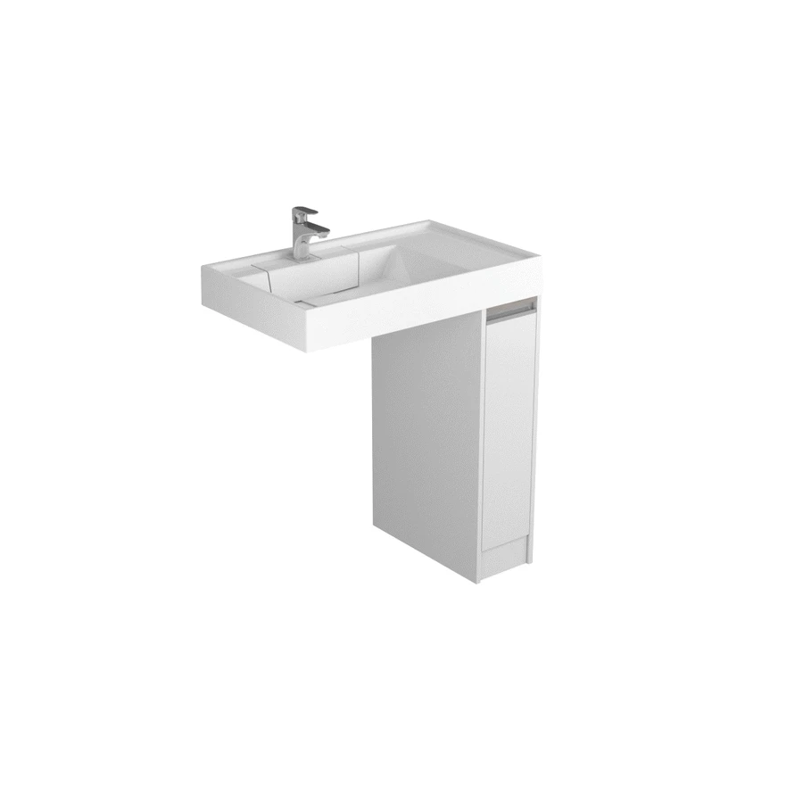 Тумба Aquaton Лондри 20 белый глянец с раковиной Рейн 80 1A2361K0LH010