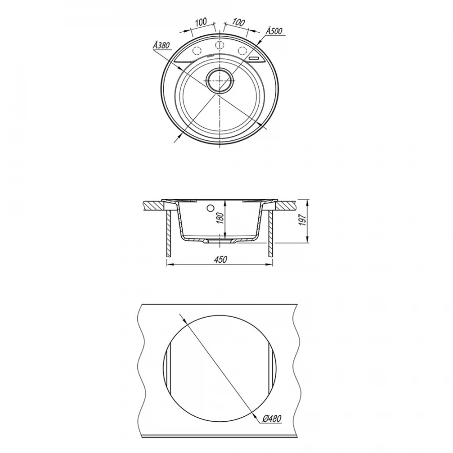 Кухонная мойка Lemark Sula 500 врезная круглая из кварцгранита цвет Грей 9910003 50х50 см