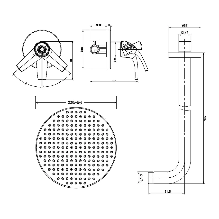 Душевая система скрытого монтажа Esko Set_3in1