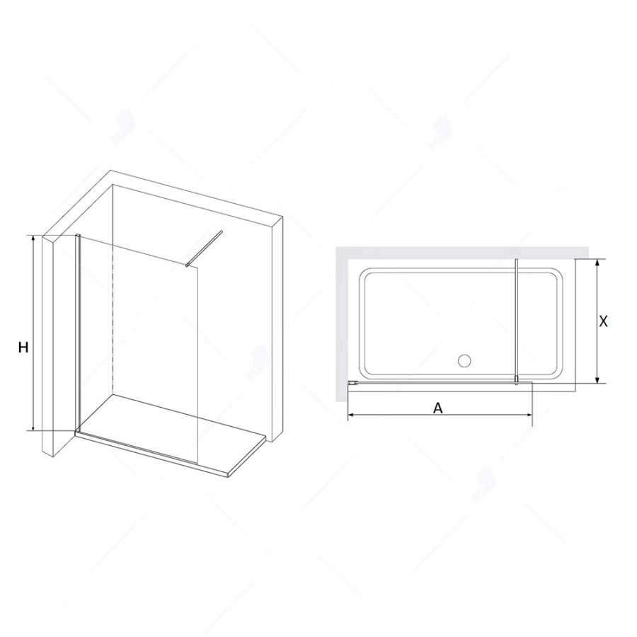 Перегородка для душа RGW WA-010G Прозрачное 1000 351001010-16