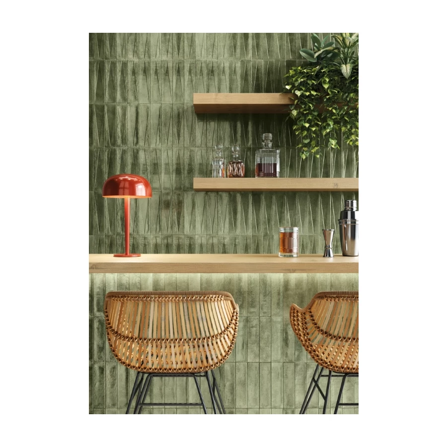 Декор Harmony Peronda Bari Green Decor глянцевый зелёный 5000035267 24,6х6 см