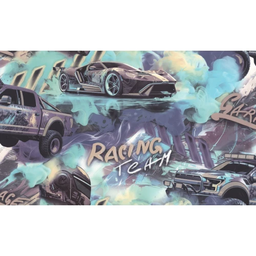 Обои флизелиновые Palitra Home Racing Team HomeColor зеленые HC72349-67 1,06х10,05 м