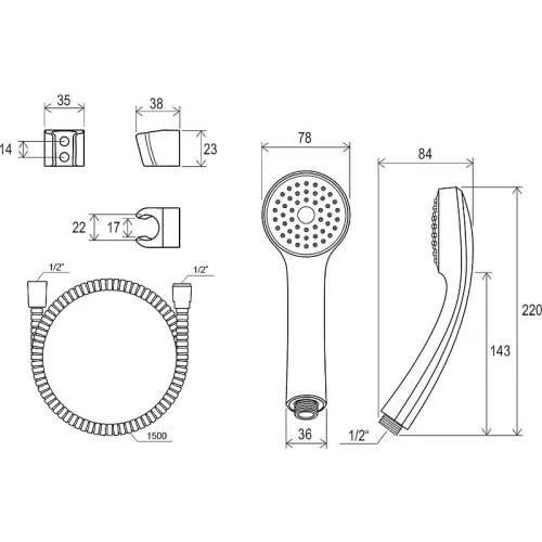 Душевой набор Ravak шланг лейка держатель Ravak 901.00 X07P005