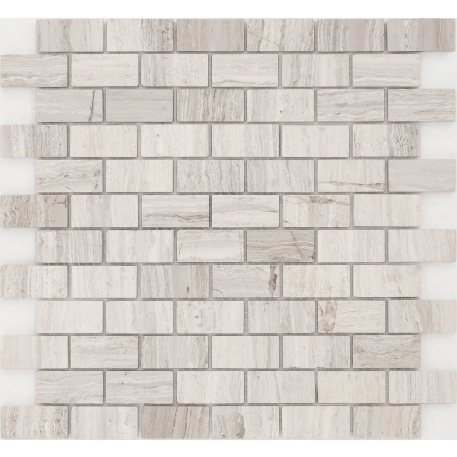 Мозаика из натурального камня Caramelle Mosaic Travertino Silver POL серый 29,8x29,8 см