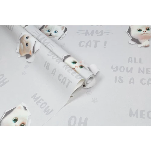 Обои флизелиновые Palitra Home 3D Cats HomeColor серые HC72285-14 1,06х10,05 м