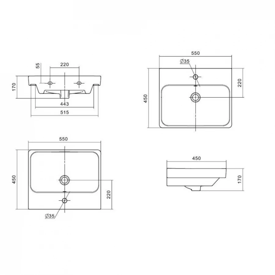 Умывальник Santek Адриана 1.WH50.1.620 55 см