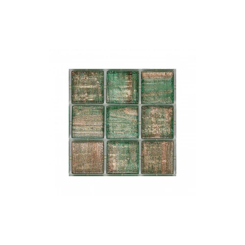 Мозаика стеклянная Trend Brillante Opale 235 с авантюрином 2x2 сетка глянцевая зеленая Br235-kg 31,6х31,6 см