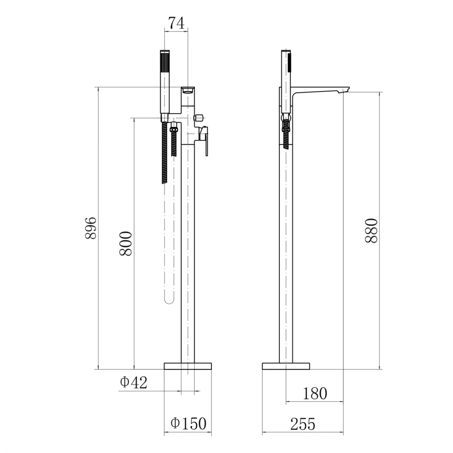 Смеситель Fashun напольный ванно душевой черный A3085-7