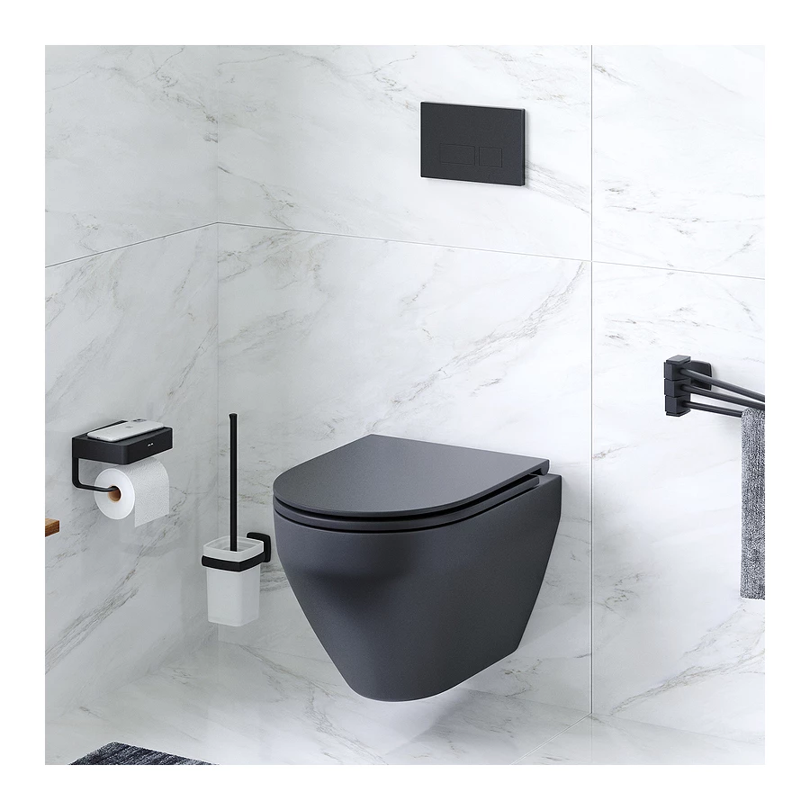 Набор подвесной унитаз с гигиеническим душем Am Pm Spirit V2.0 черный CK70H1103B