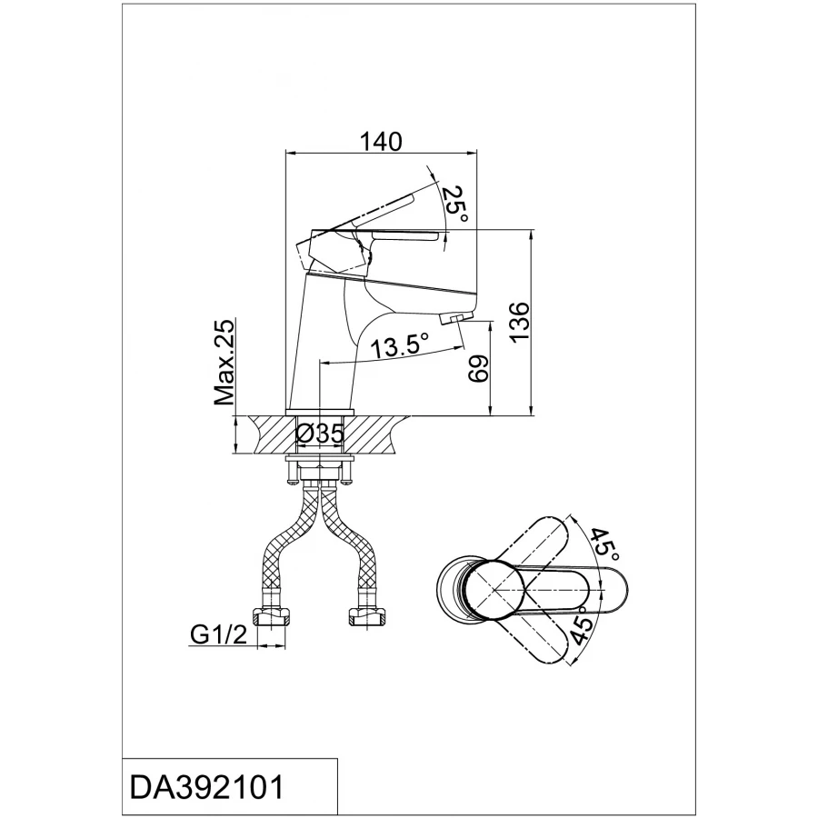 Смеситель для раковины D&K Rhein Marx DA1392101 хром