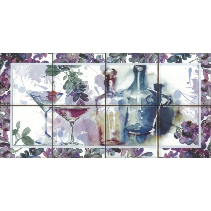 Декор Absolut Keramika Monocolor Milano Composicion Acuarela Vino ABC0000135 40х20 см