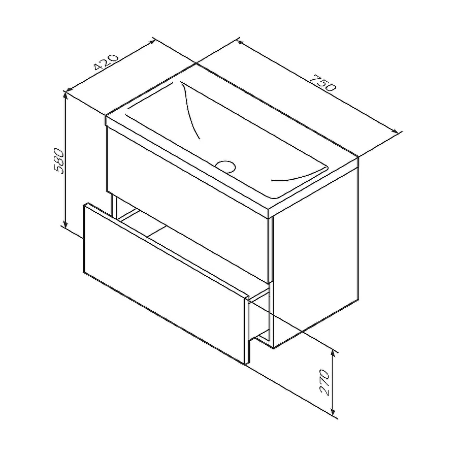 База под раковину Am Pm Gem подвесная 2 ящика белый глянец M90FHX07522WG 75 см